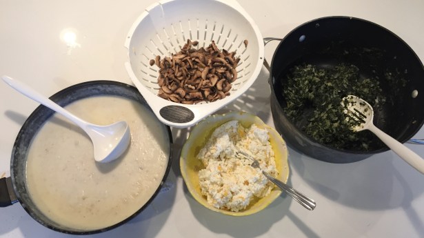 Spinach Mushroom Lasagna Ready for filling